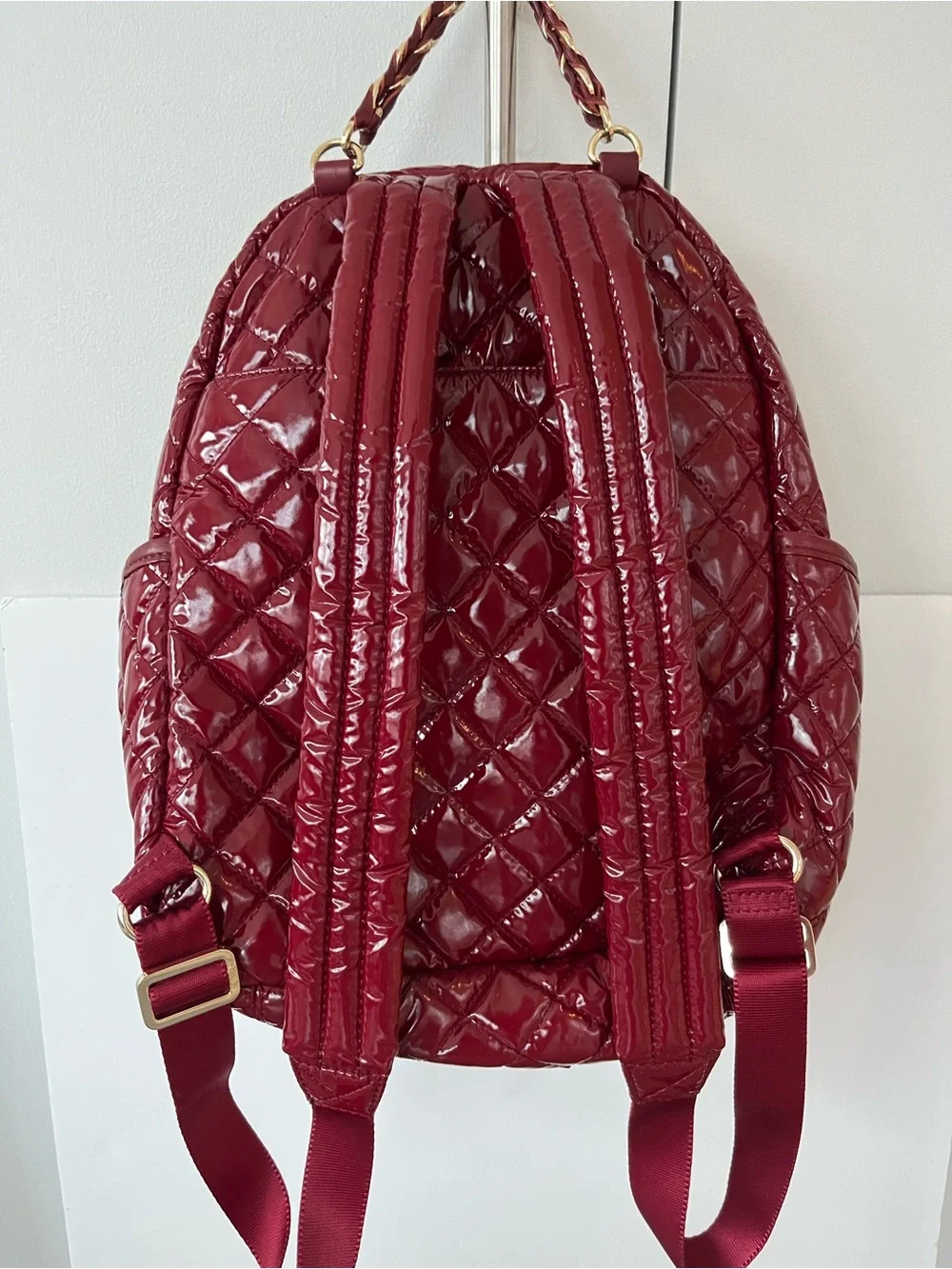 MZ Wallace Small Crosby Backpack in Cranberry Lacquer